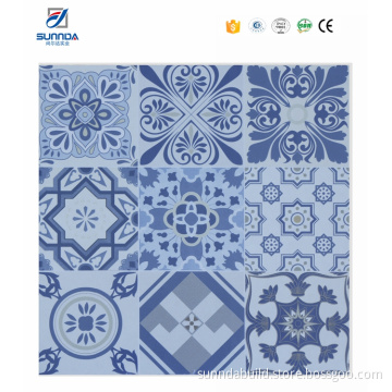 Sunnda blue flower bathroom backsplash mediterranean tiles